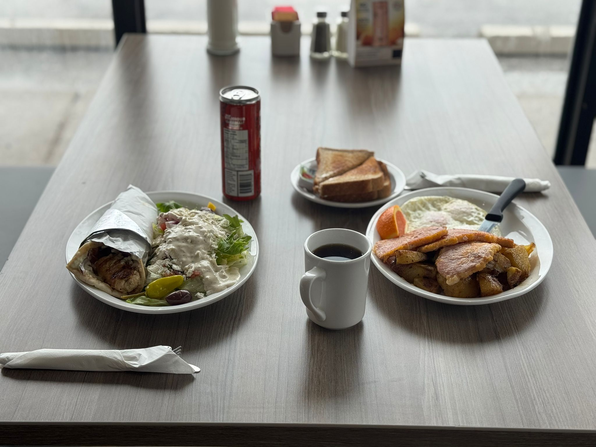 Eggs, peameal bacon, and home fries